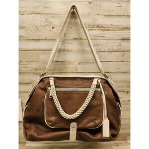 Gryson Olivia Brown "Skye" Made In Italy Two Toned Leather Satchel Bag